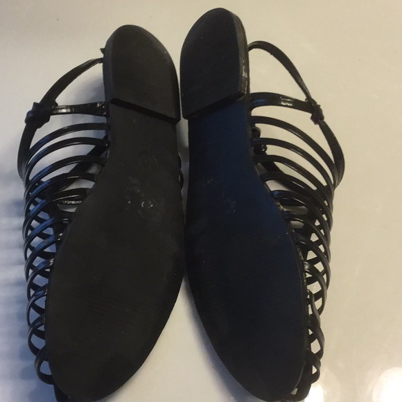 ASOS black patent gladiator flats SZ7 - Picture 6 of 6